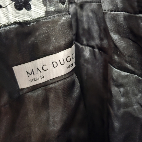 Mac Duggal Black Floral Appliqué Cocktail Midi Dress - Picture 7 of 8